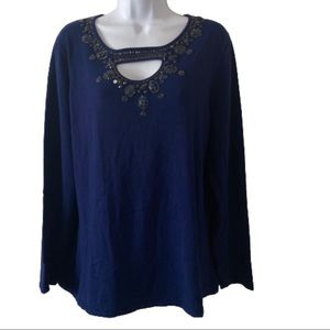 3/25 Reba womens knit cozy navy sweater size XL